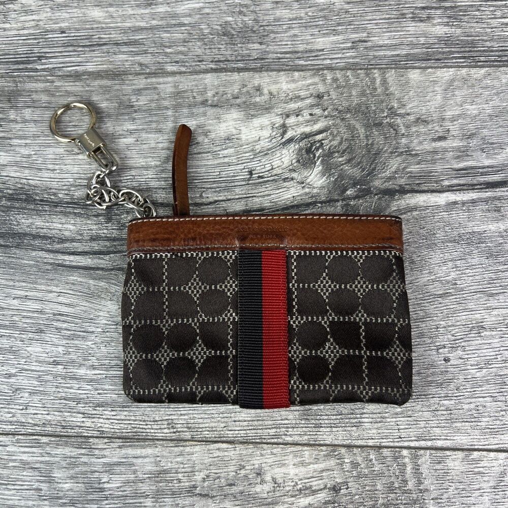 Kate Spade Black & Red Card Coin Zip Mini Wallet Coin Purse